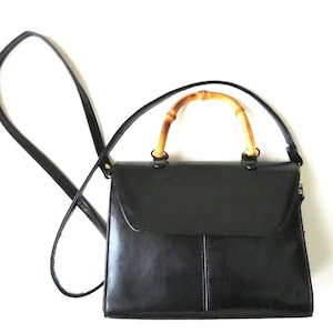 sac à bandoulière avec bandoulière amovible, sac à main docteur en similicuir noir avec anse longue, sac vintage des années 90,