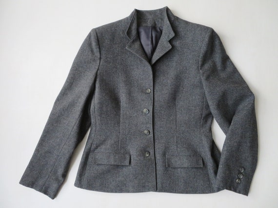 grey wool jacket, 40s style fitted blazer, vintage