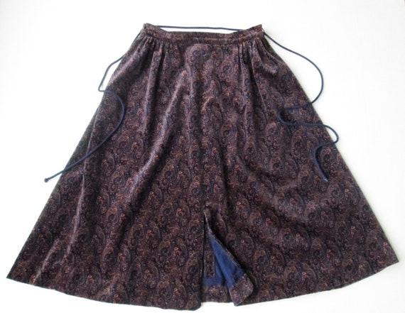 velvet skirt, paisley print skirt, high waisted g… - image 4