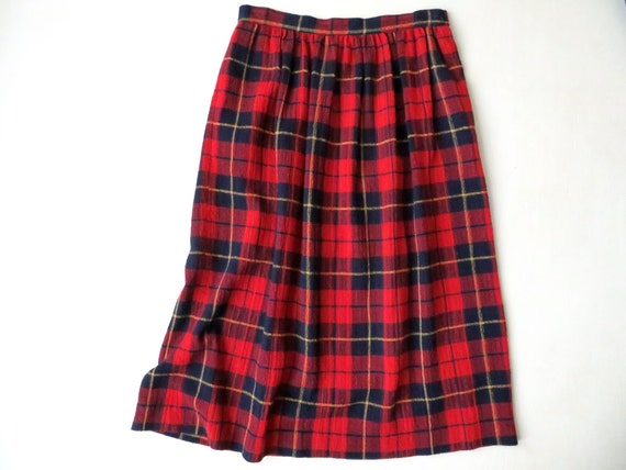 red plaid skirt vintage 70s skirt with pockets, t… - image 1