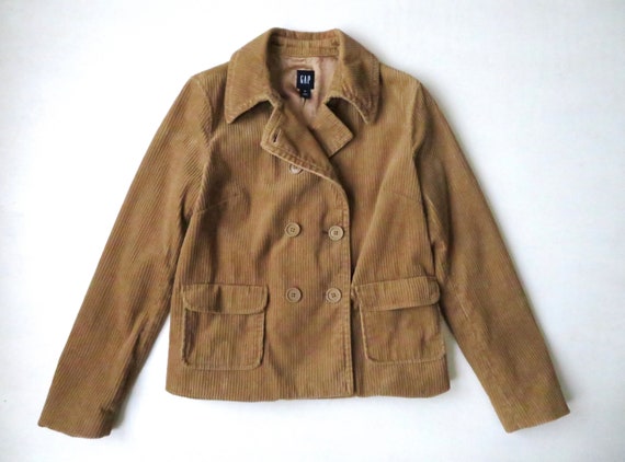 GAP pea coat, tan corduroy jacket with pockets, m… - image 1