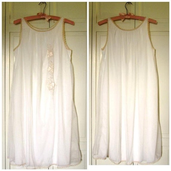 blush pink negligee, lace nightgown, vintage 60s … - image 3