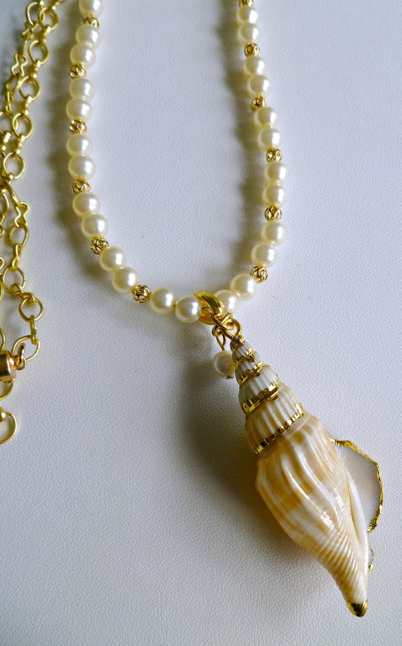 Golden Summer Shell Necklace & Earring Set Magnetic Clasp - Etsy