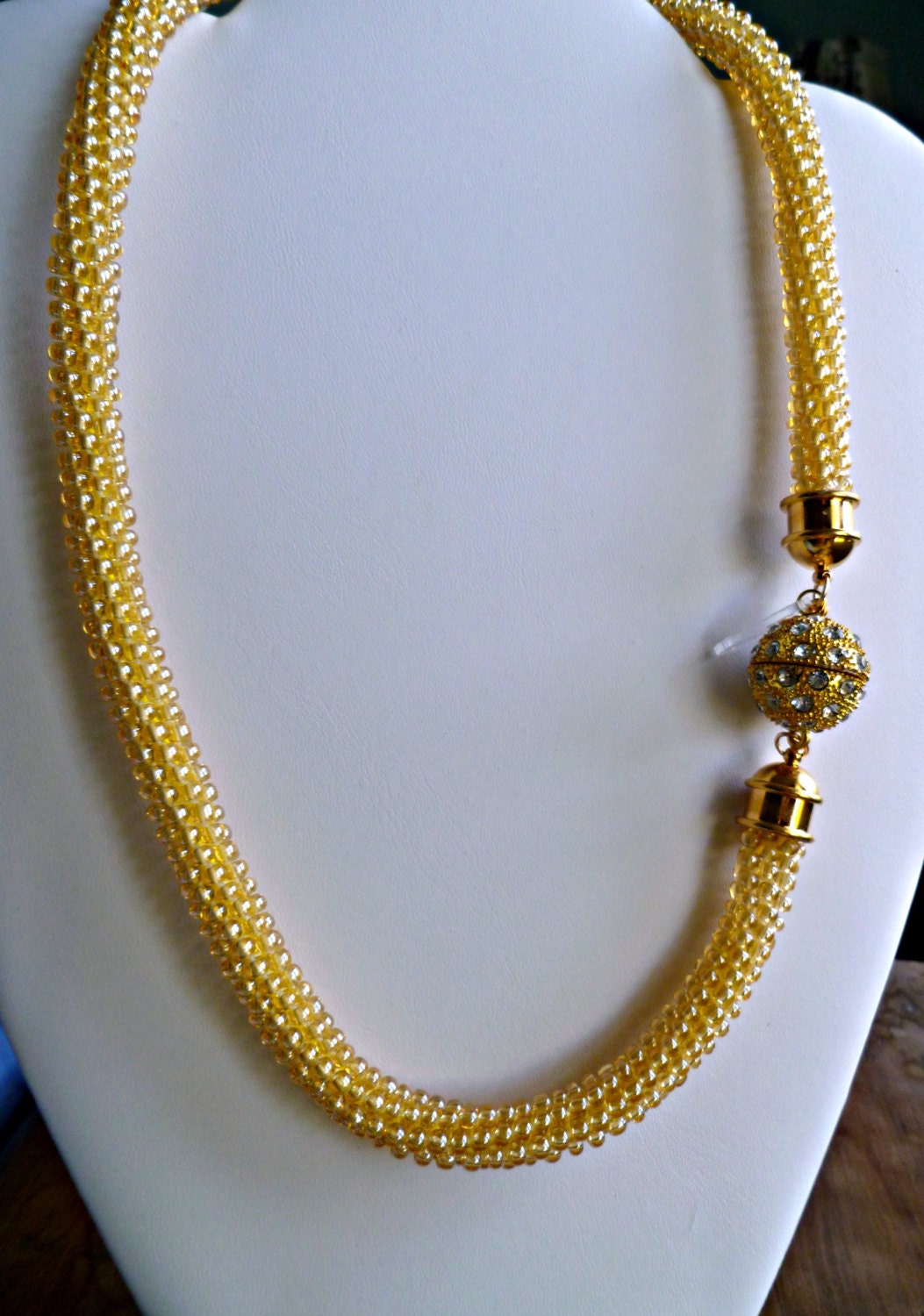 Beaded Kumihimo necklace with ball clasp/focal piece Etsy