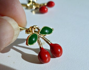 Vintage style "cherries" dangle earrings, gifts for her, teacher gift, fashion earrings, birthday gift suggestion