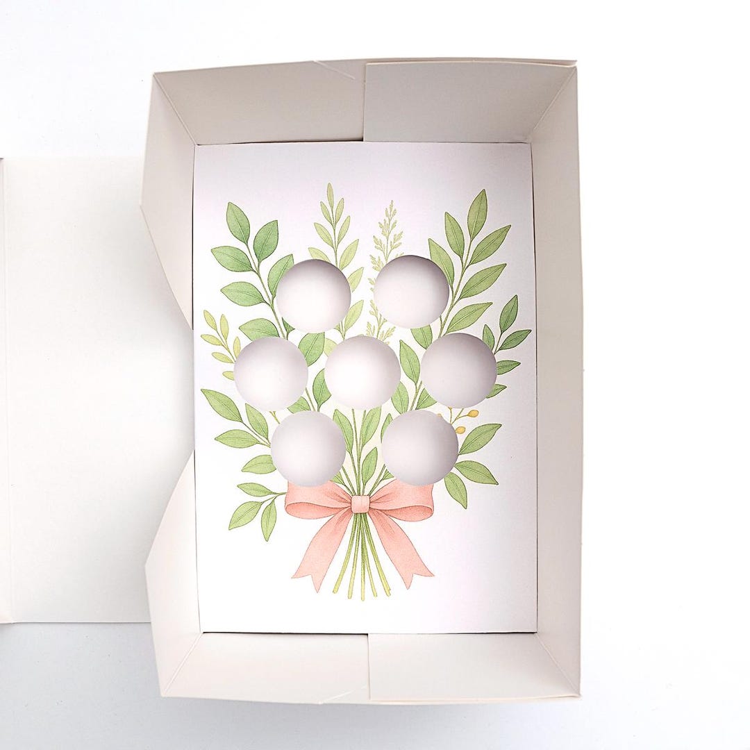 USA Size - Mini Flower Bouquet Box Insert Template for Mini Cupcakes ...