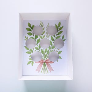 USAサイズ - フラワーブーケカップケーキボックス挿入テンプレート - ピンクのリボン