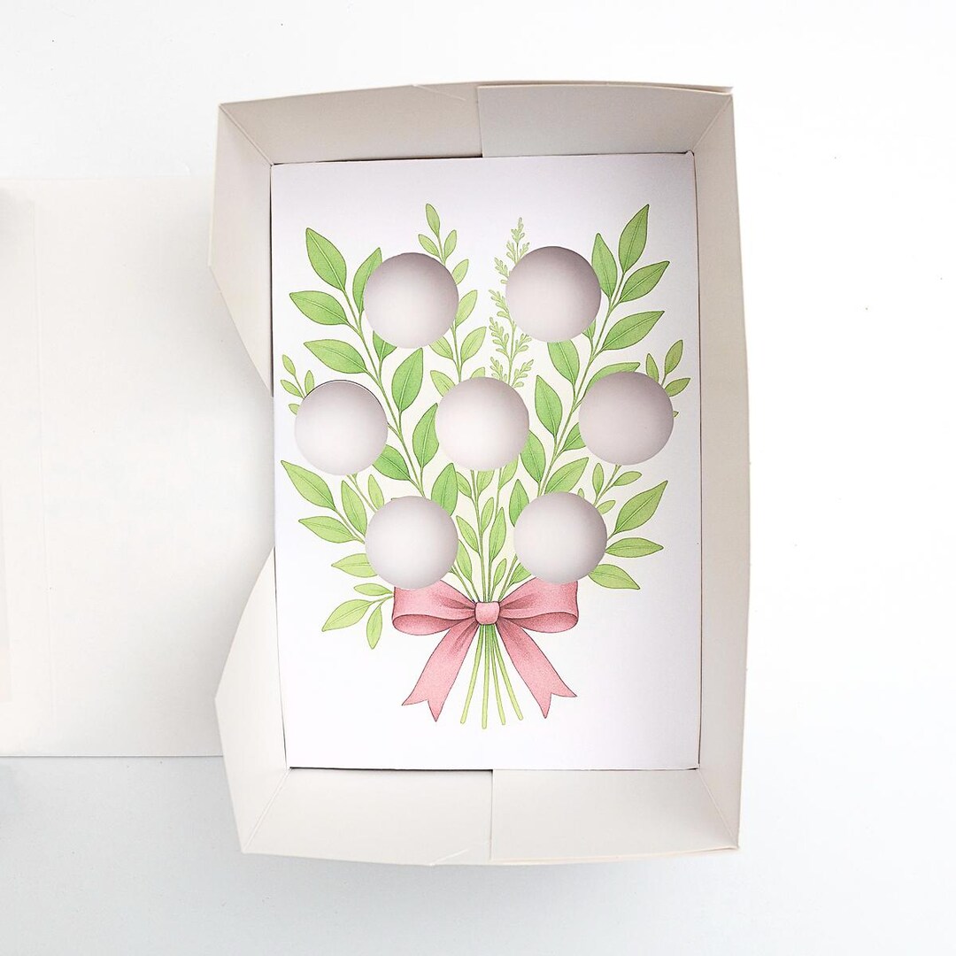 USA Size - Mini Flower Bouquet Box Insert Template for Mini Cupcakes ...