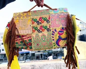 Bolso étnico bohemio Banjara, bolso bandolera de patchwork hecho a mano
