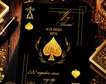 Poker Night Invitation Template | Editable Canva Casino Invite | Playing Cards Party Invite | Vegas Theme Birthday Invite | Digital Download