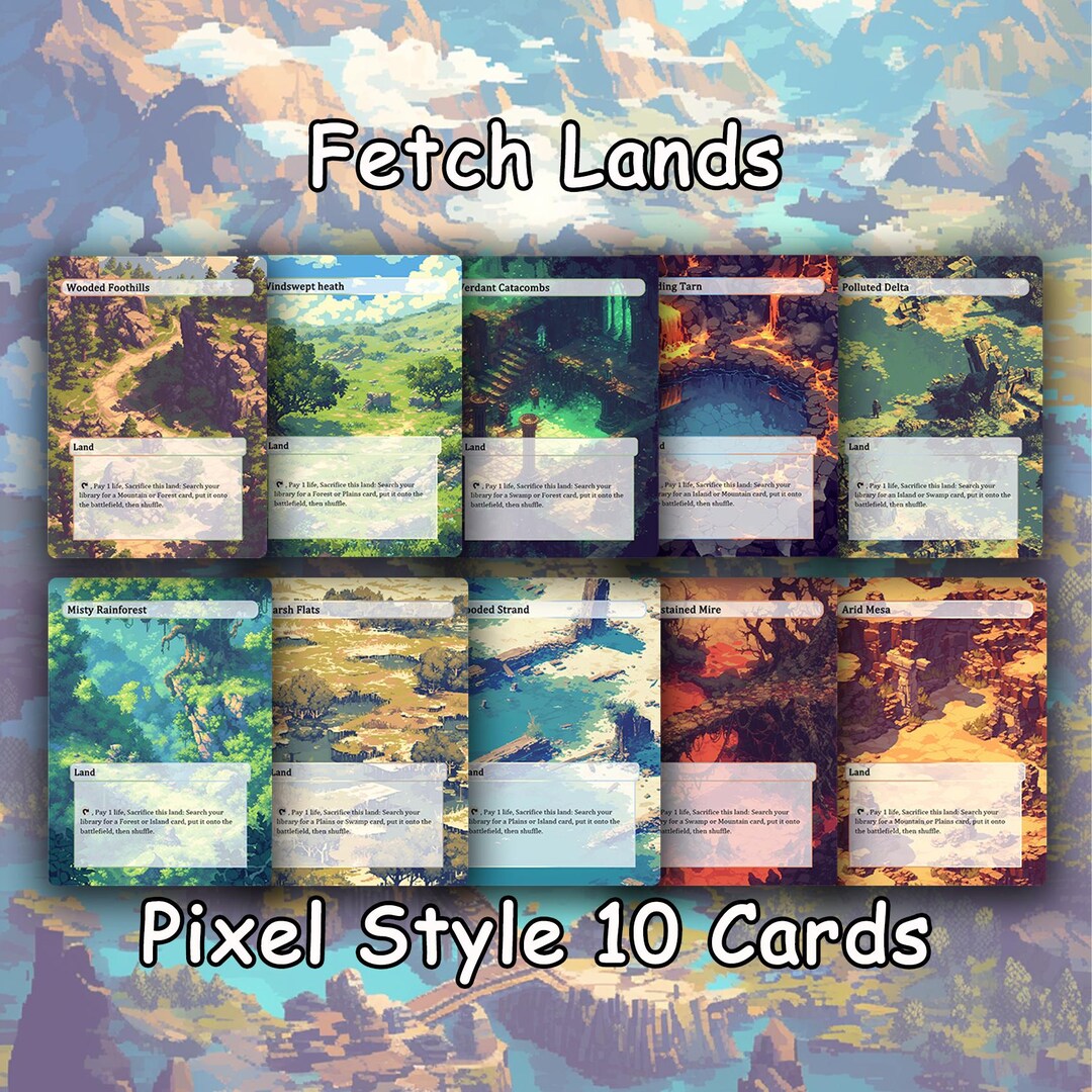 Fetch Lands 10 Proxy Cards |unique Pixel Art Lands Custom MTG Card - Etsy