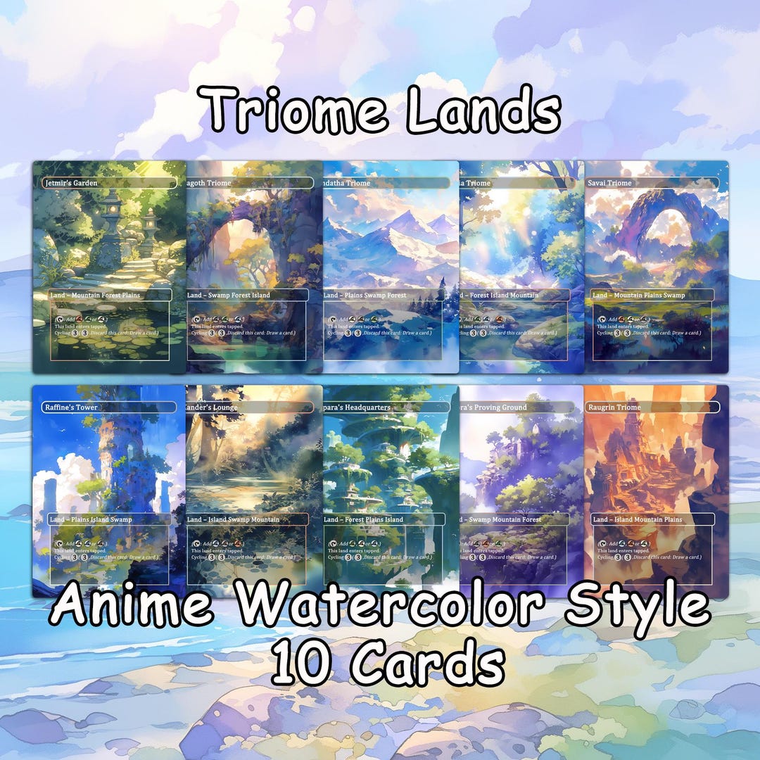 Triome Lands 10 Proxy Cards |anime Watercolor Style Lands Custom MTG ...