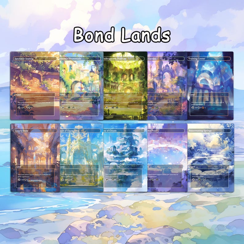 Mega EDH Land Pack 50 Cards |anime Watercolor Style Lands Custom Proxy ...