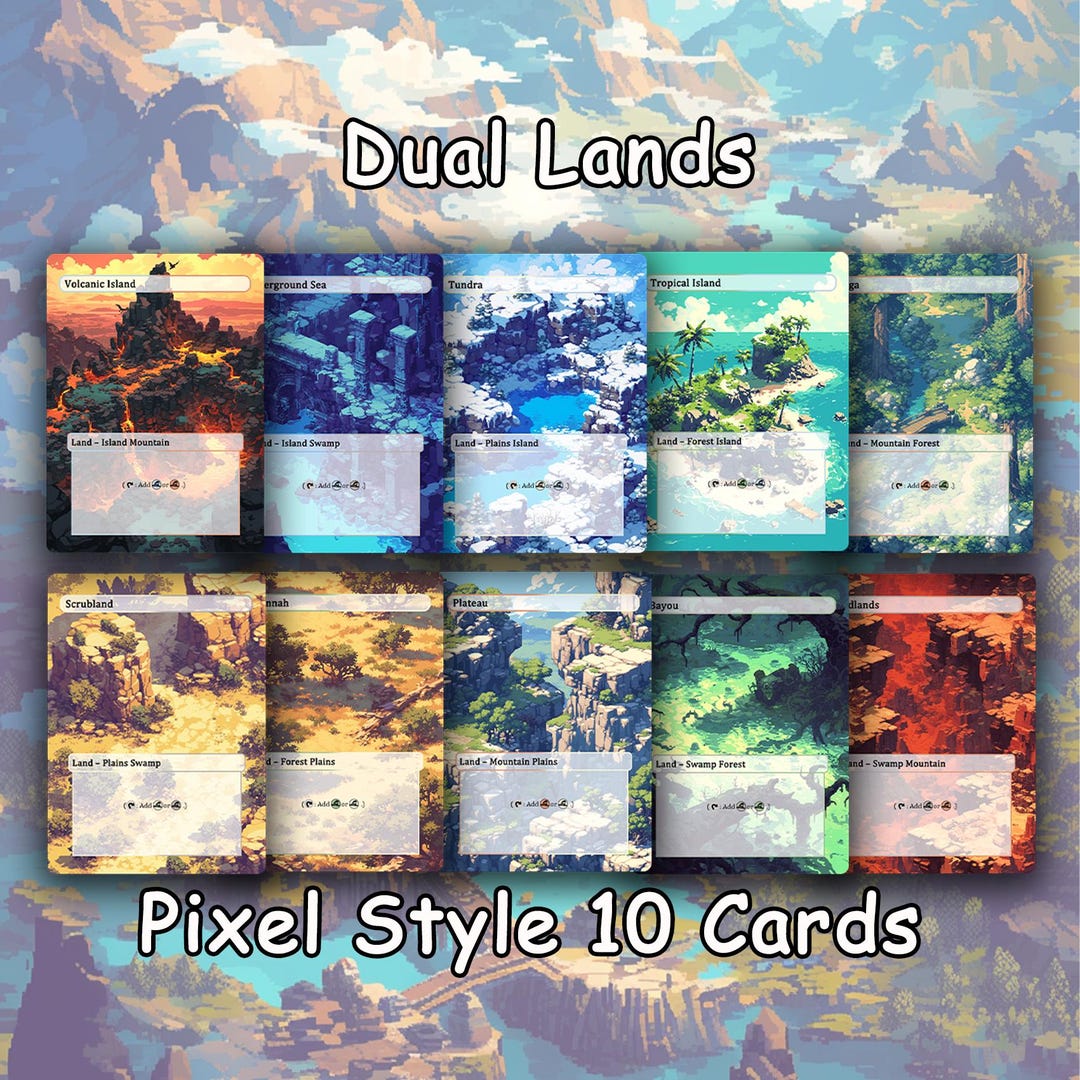 Dual Lands 10 Proxy Cards |unique Pixel Art Lands Custom MTG Card - Etsy