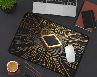 Gold Microchip Platine Schreibtischunterlage | Tech Gaming Mousepad