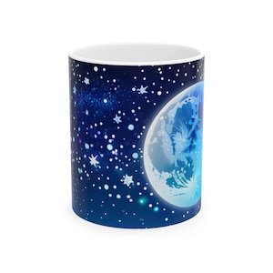 Blue Moon Illustration Mug | Starry Night Ceramic Mug