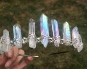Opal Dreams Crown aura quartz crystal crown, raw crystal crown, crystal headpiece, quartz crown, mermaid crown, halloween headpiece, cosplay