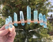 Copper Seas Crown, Aqua aura quartz crystal crown, aqua aura quartz crystal crown, crystal crown, mermaid crown, quartz crown, blue crown