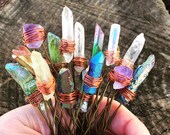 Crystal hair pins, crystal hair clip, wedding hair accessory, quartz bobby pin, boho, gift for her