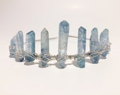 The Ocean Daze, aqua aura quartz crown, quartz crown, mermaid crown, crystal headband, festival jewelry, festival headpiece