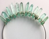 Ocean Wave Mermaid Crown, crystal crown, aura quartz crystal crown, quartz crown, music festival crown, boho bridal crown, apple aura quartz