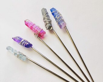 Crystal Hair Chopstick , crystal hair sticks, crystal hair accessory, quartz hair stick, quartz chopsticks