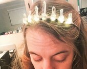 White Light Princess, led crown, Light Up Tiara, light up crown, white crown, LED crown, festival crown, burning man crown