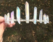 Opal Mirrors Crown, crystal crown, quartz crown, aura quartz crown, raw crystal crown, mermaid crown, quartz tiara, aura quartz tiara