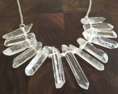 Quartz necklace, Crystal necklace, Chakra necklace, raw stone necklace, raw quartz jewelry, festival necklace, raw quartz jewelry