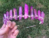 The Pink Princess, pink crystal crown, rose aura quartz crystal crown, pink crystal tiara, alternative bridal crown, pink crystal crown