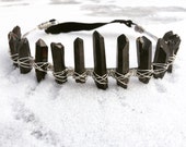 The Queen of Spades Crown, Raw quartz crown, black quartz crown, crystal cowboy hat band, cowboy hat accessories