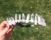 Ice Queen Quartz crystal crown, crystal crown, crystal cowboy hat band, festival crown, boho headpiece, mermaid crown