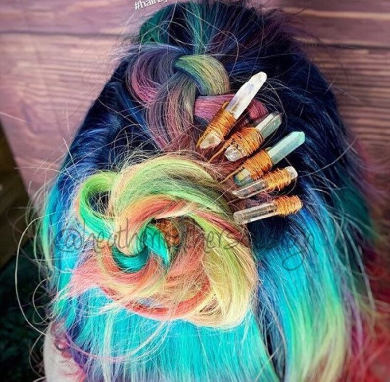 Crystal Hair Pin Set of 5 Crystal Hair Pin Raw Crystal Hair Etsy