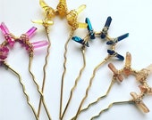 Yellow Crystal Hair Stick, quartz hair fork, quartz hair stick, crystal hair stick, crystal hairpiece