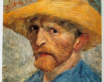 Vincent van gogh 'self portrait with straw hat', original taschen postcard print