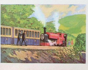 1970 original vintage c reginald dalby four little engines 'peter sam gets impatient' printed book illustration