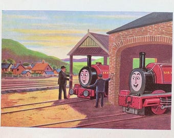 1970 original vintage c reginald dalby four little engines 'skarloey is praised by the controller' printed book illustration