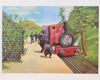 1970 original vintage c reginald dalby four little engines 'skarloey breaks a spring' printed book illustration