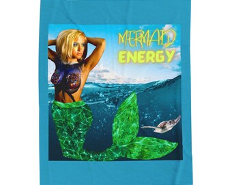Mermaid Energy Velveteen Plush Blanket, Cozy Throw Blanket, Ocean-Themed Decor, Beach Lover Gift, Home Comfort, Mermaid Lover's Gift
