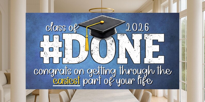 Funny Graduation Banner Class 2026, Sarcastic Senior Graduation Party ...