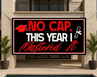 Masters Degree Graduation Party Banner Class Of 2026 Decor, Masters Grad Backdrop, Funny Grad Banner for Masters Program Graduation