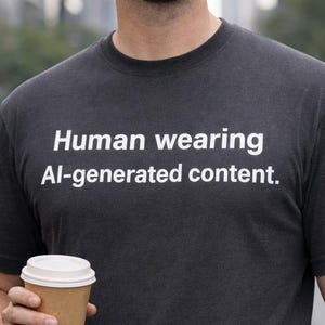 AI-humor-T-shirt, door mensen gedragen AI-gegenereerde inhoud, grappig cadeau voor programmeur