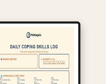 Daily Coping Skills Log – Emotional Regulation & Reflection Worksheet