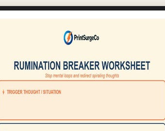 Rumination Breaker Worksheet – Stop Mental Loops & Redirect Spiraling Thoughts