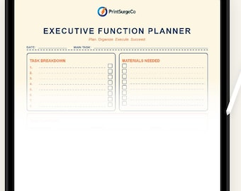 Executive Function Planner | Task Breakdown, Time Planning, Execution Tracker | ADHD Productivity Printable (US Letter, A4, A5)