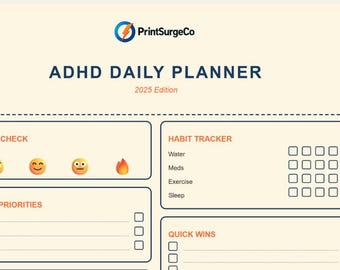 Daily Planner — Printable Productivity PDF | A4, A5, US Letter | Instant Download