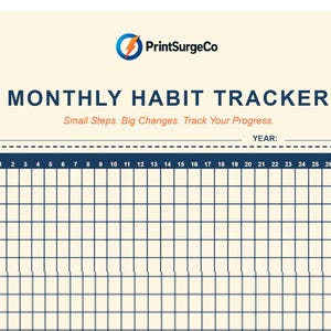 Maandelijkse gewoontetracker | Premium rasterlay-out van 31 dagen | Kleurcode voortgangssysteem