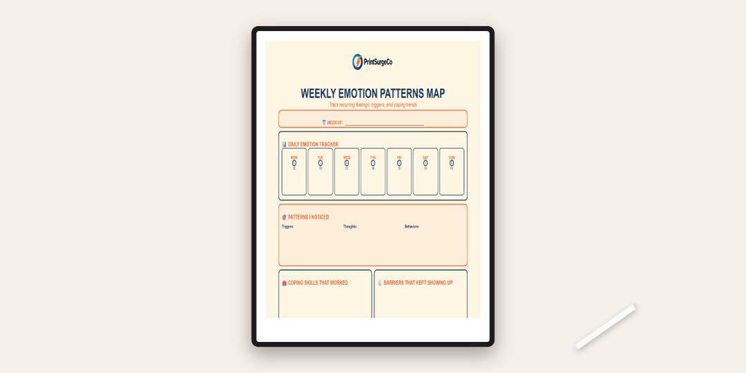 Weekly Emotion Patterns Map – Mood Tracking & Coping Reflection ...
