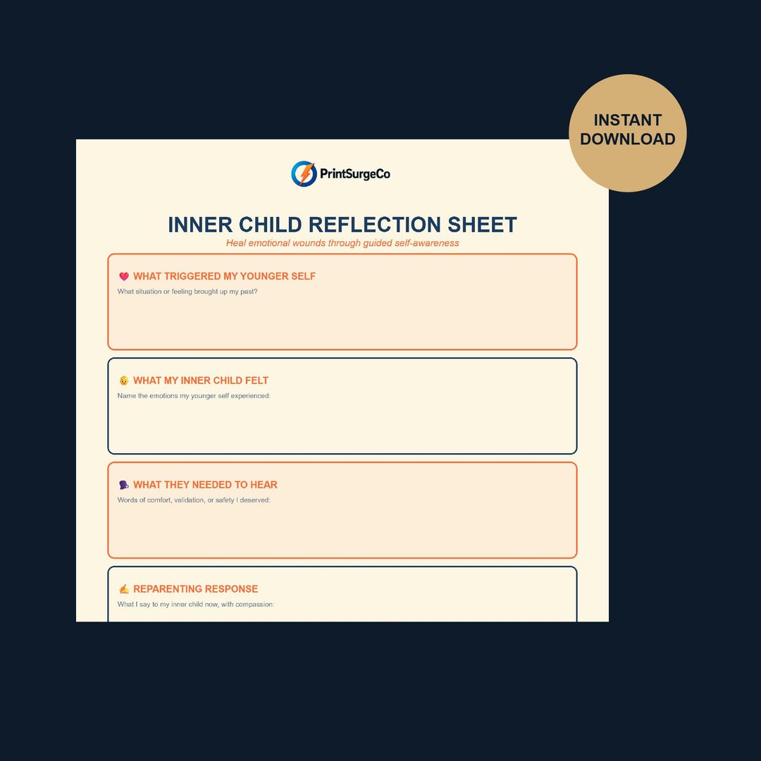 Inner Child Reflection Sheet – Healing & Reparenting Emotional ...
