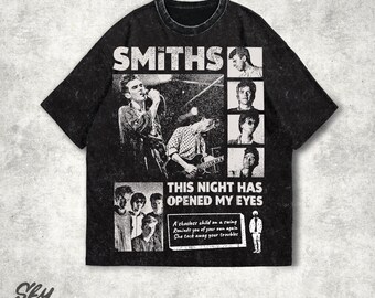 The Smiths T-Shirt - This Night Has Opened My Eyes Large Print and Stonewash Oversized T-Shirt